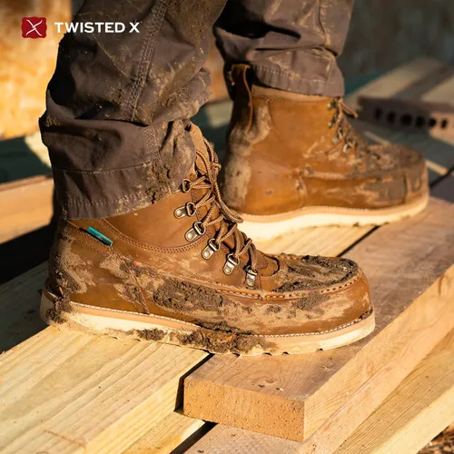 Vista 9 de Twisted X Men's 6" Waterproof Wedge Sole Boot - Moc Toe Work Boots Handcrafted with oiled-leather, Air-mesh Lining, Breathable Interior Lining