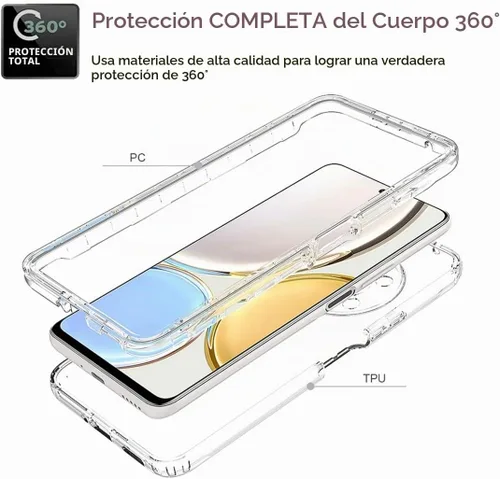 Vista 3 de Funda para Honor X9 (4G/5G)/X30/Magic4 Lite Any-NX1 Funda con protector de pantalla de vidrio templado suave 360° cuerpo completo a prueba de golpes