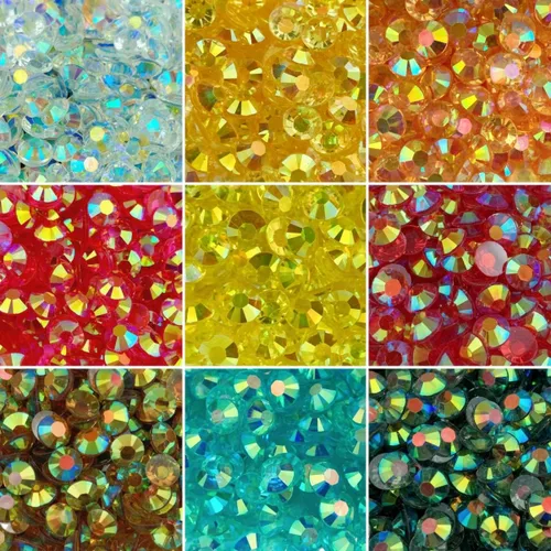 Vista 4 de Diamantes de imitación de resina con parte trasera plana, 10000 diamantes de imitación redondos de resina AB de 0.118 pulgadas para ropa, botellas