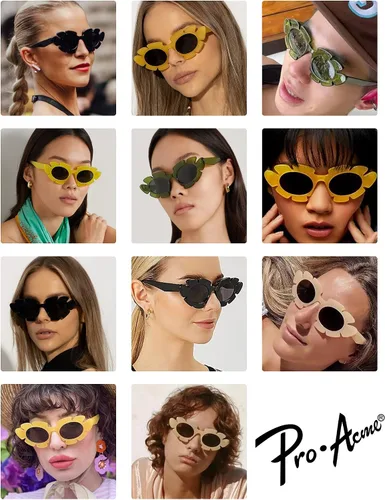 Vista 2 de Pro Acme Gafas de sol de moda con diseño de ojo de gato para mujeres y hombres, gafas de sol gruesas retro