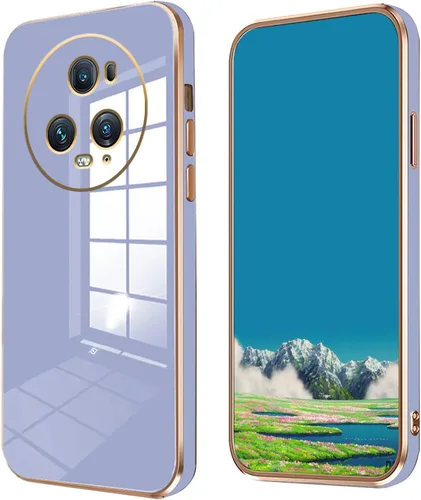 Vista 11 de Compatible con Honor Magic 5 Pro Funda de silicona rosa, chapado Honor Magic 5 Pro, funda delgada y suave a prueba de golpes (negro)