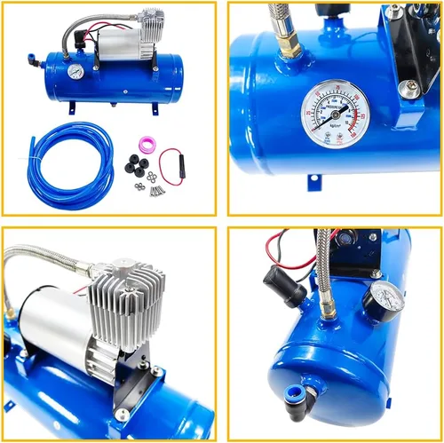 Vista 7 de Compresor de aire DC de 12V 150PSI con tanque de 6 litros 1.6 galones Apto para bocinas de tren neumáticos de autocaravana Compresor de aire