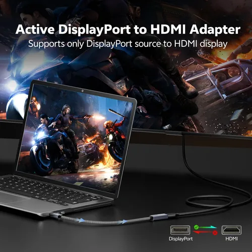 Vista 2 de Adaptador activo de DisplayPort a HDMI, convertidor DP 1.4 a HDMI 2.0