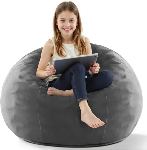 Vista 58 de HABUTWAY Silla de Puf de 2 Pies, Puf de 2' de Sillones Pequeños con Relleno, Silla de Puf en Forma de Lágrima de Terciopelo Ultra Suave con Funda