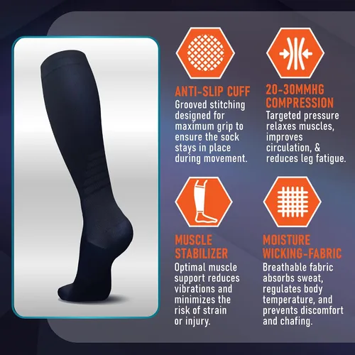 Vista 8 de Compression Socks for Women & Men 20-30 mmHg – Circulation Support for Nurses, Travel, Flight, Running & Everyday Wear