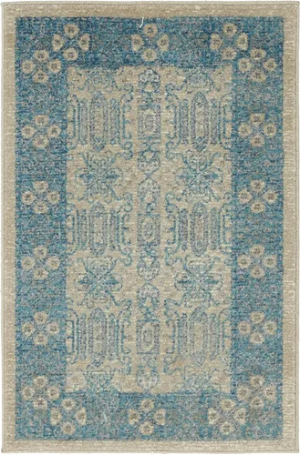 Vista 2 de Unique Loom Salzburg Collection - Alfombra clásica de diseño tradicional de inspiración oriental, 2 x 3 pies, color beige y azul