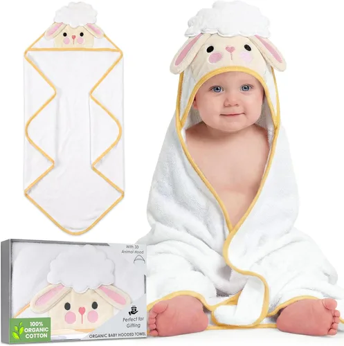 Vista 12 de Mother's Choice - Toallas de bebé 100% algodón orgánico con diseño de oso azul, certificado Oeko-TEX, hipoalergénicas, ultra absorbentes, toalla