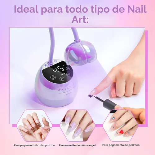 Vista 4 de Makartt Lámpara de uñas UV inalámbrica de cuello de cisne para uñas Gel-X A04-lámpara de uñas-Glazed Purple