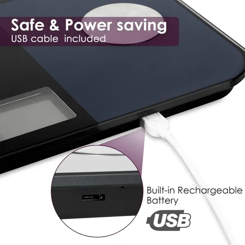 Vista 2 de himaly Báscula de baño recargable por USB para peso corporal, báscula digital Bluetooth para un IMC preciso y monitor de composición de masa