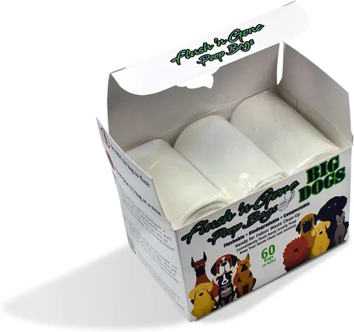Vista 2 de Flush 'n Gone - Bolsa para excrementos para perros grandes, 6 rollos (60 bolsas), bolsas desechables para excrementos para un mejor ambiente