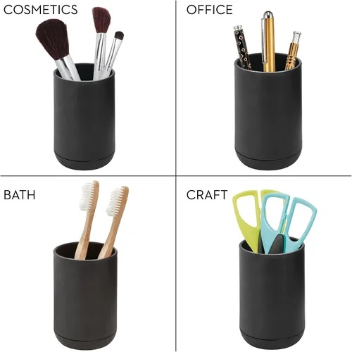 Vista 3 de iDesign - Soporte para cepillos de dientes normales, cepillos giratorios y pasta de dientes, colección Cade, 3 x 3 x 4.5 pulgadas, negro mate
