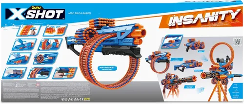 Vista 4 de XSHOT Insanity Mad Mega Barrel Blaster Caja Abierta, Emocionante Pistola de Juguete para Niños, Ideal para Diversión al Aire Libre y Aventuras