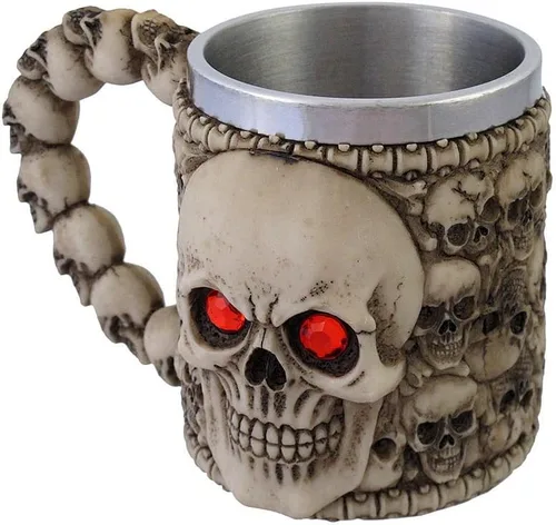 Vista 3 de Taza de calavera con ojos rojos Wickedly Awesome