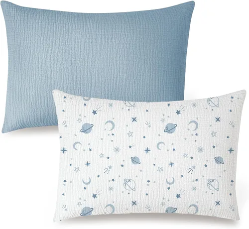 Vista 19 de Konssy Funda de almohada de muselina para niños pequeños para almohada de 13x18, paquete de 2 fundas de almohada de algodón suave y transpirable