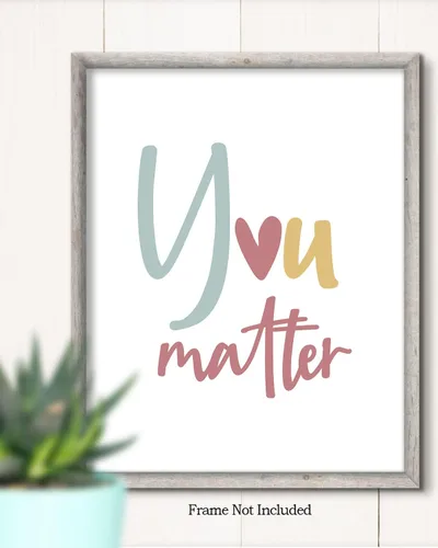 Vista 2 de Govivo Psicólogo escolar, decoración de oficina de asesoramiento, decoración de pared con texto en inglés "You Matter Mental" (You Matter Mental)