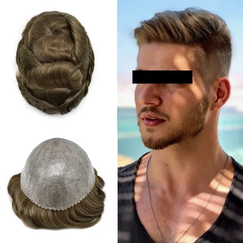 Vista 92 de Extensiones de pelo y tupés para hombre, sistema de cabello humano de poliéster completo para hombre, postizo de repuesto para hombre, protesis