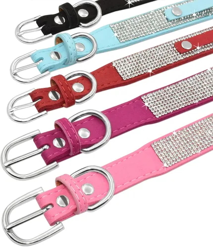 Vista 4 de Collar de Perro de Cristal Senristar Personalizado con Nombre Brillante, Collar de Perro Personalizado con Brillantes Rinstones para Perro Pequeño