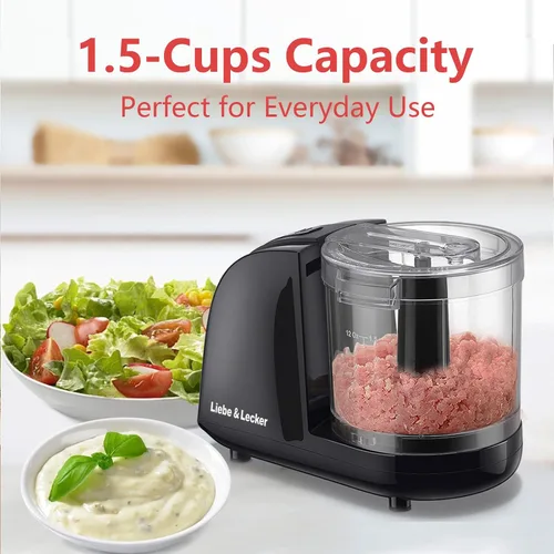 Vista 2 de Liebe&Lecker Mini procesador de alimentos, mini picadora de 1.5 tazas para cortar verduras, ajo, cebolla y carne Vegetable Chopper For Onions