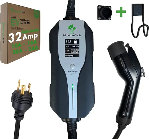 Vista 13 de Primecom.Tech - Cargador de vehículo eléctrico de nivel 2 (EV) Amperaje ajustable