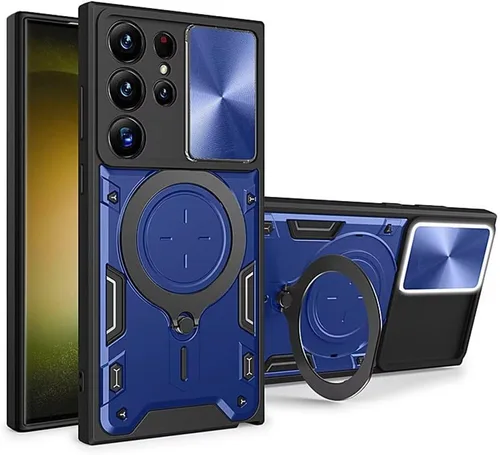 Vista 14 de Funda para Galaxy A32 5G, grado militar [soporte integrado] Soporte de anillo giratorio magnético resistente TPU+PC a prueba de golpes, funda Negro