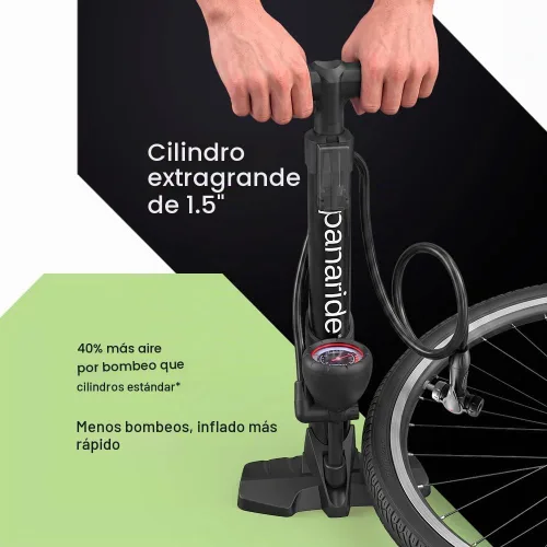 Vista 4 de Bomba de bicicleta de suelo, inflador avanzado de neumáticos de bicicleta, bomba de aire manual para bicicleta con válvulas Presta y Schrader