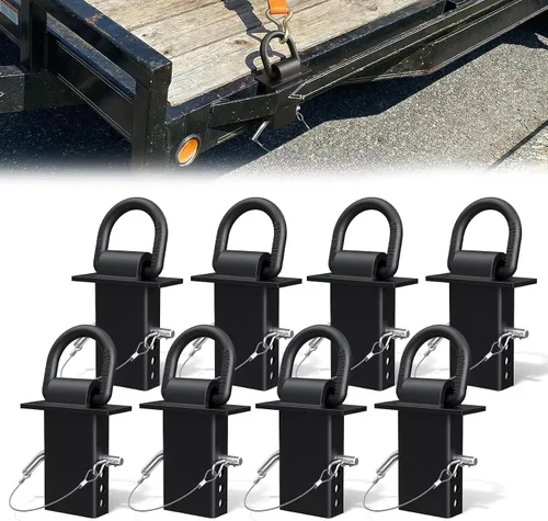 Vista 8 de Anillo en D de bolsillo de estaca, anillos D de 18000 libras de alta resistencia para remolques y camiones planos, accesorios de amarre de tractor