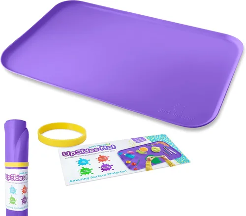 Vista 7 de Just Messin' Tapete de silicona para arte y manualidades, Legos, slime, resina, pintura y fabricación de joyas, protección de mesa con lados