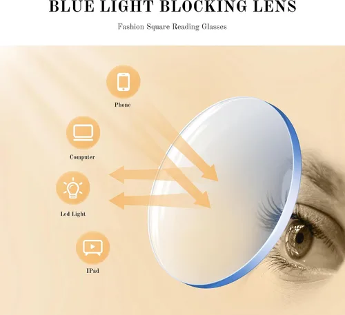 Vista 7 de Reading Glasses for Women - Stylish Blue Light Blocking Glasses Square Readers with Spring Hinge