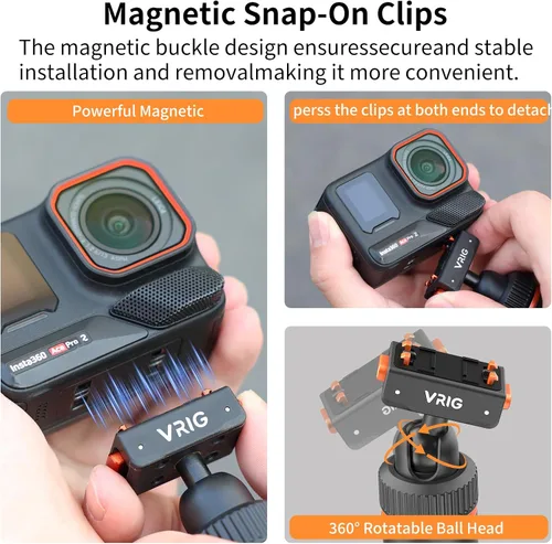 Vista 3 de VRIG 15.9" X5 Extended Mini cámara trípode para Insta360 X6/Ace Pro2
