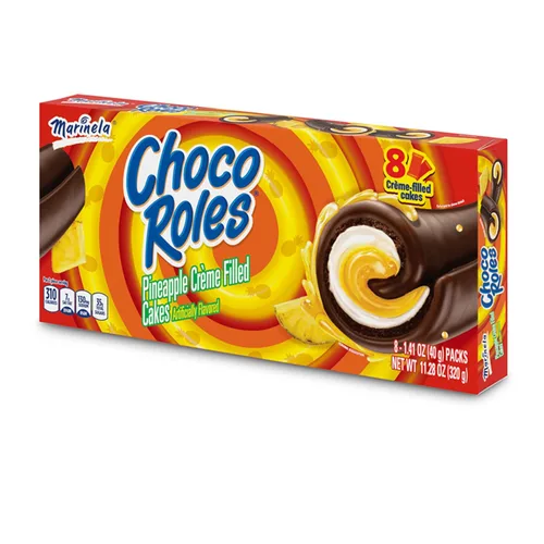 Vista 6 de Marinela Choco Roles - Pasteles rellenos cubiertos con sabor a chocolate y crema de piña, 8 paquetes, 11.28 onzas