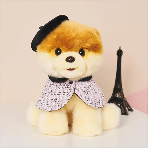 Vista 2 de GUND Boo, El perro más lindo del mundo con gorro parisino de peluche, muñeco de perro pomerania para edades de 1 año en adelante, 9 pulgadas