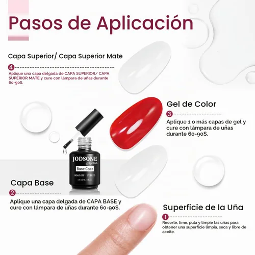 Vista 3 de JODSONE 15 ml de esmalte de uñas en gel, capa base, brillo, secado rápido, duradero, se elimina con remojo, transparente, sin necesidad de limpieza