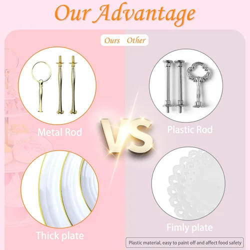 Vista 5 de Juego de 10 soportes para cupcakes, juego de exhibición de mesa de postres, soporte de exhibición de cupcakes, soporte de nivel para cupcakes con 4
