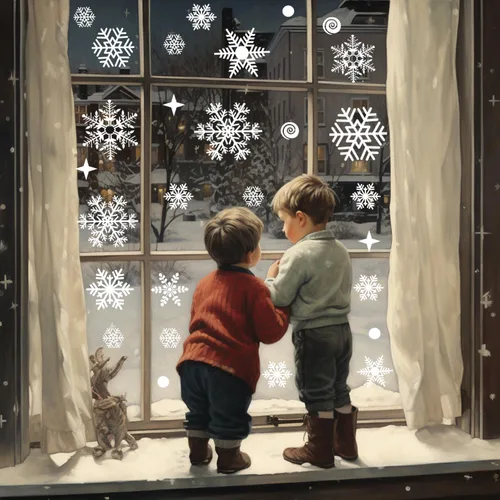 Vista 5 de 138 calcomanías de ventana de Navidad de Uorybwanai para vidrio, Navidad, Navidad, ventanas, calcomanías para ventanas, copos de nieve, calcomanías