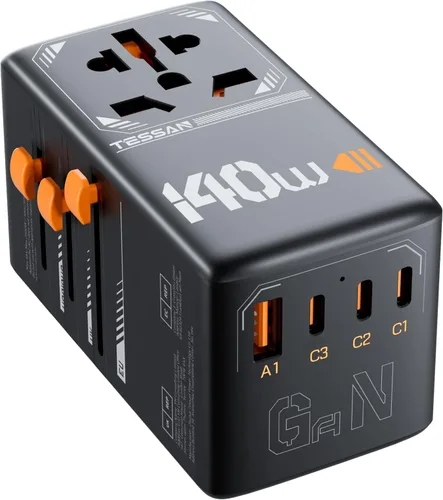Vista 10 de TESSAN Adaptador de viaje universal, adaptador de corriente internacional Gris-20W