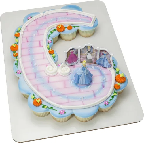 Vista 11 de DecorSet® Disney Princess Cenicienta Transforms Decoración para pastel, juego de 4 piezas para pastel de cumpleaños con figura y pegatinas de vestido