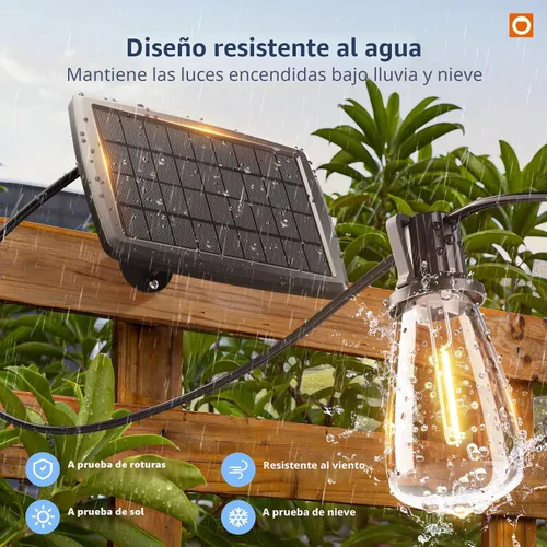 Vista 6 de addlon Luces de Cadena Solares de 102 pies (96+6) para exteriores con control remoto, 30 horas + luces de patio impermeables de larga duración, luz