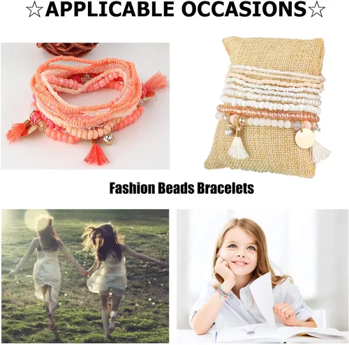 Vista 7 de MILACOLATO 6 Juegos de Pulseras de Cuentas Bohemias Multicapa Apilables Pulseras Elásticas Cómodas Pulseras de Dijes Bohemias Multicolor