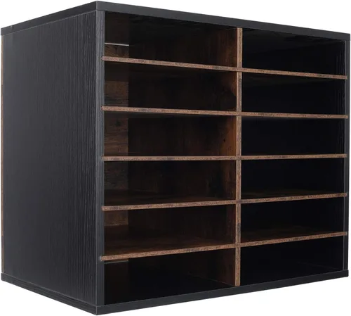 Vista 8 de TQVAI Organizador de literatura de madera, 12 ranuras para 6000 hojas de papel A4, organizador de almacenamiento de archivos de papel de escritorio