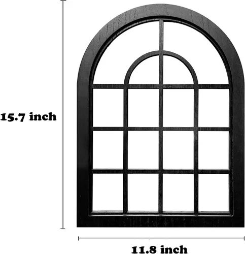 Vista 7 de ZEXUIRU 2 piezas de espejo de pared arqueado para ventana, espejo de acento rústico de granja, espejo de entrada con marco de madera para sala