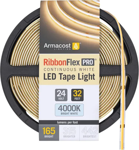 Vista 13 de Armacost Lighting RibbonFlex Pro 24V Luz de Tira LED COB Blanca, 2700K, 165 Lúmenes/Pie, 2.5M 171110 Blanco cálido 2700K