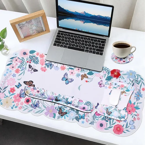 Vista 7 de MEGREZ Reposamuñecas para teclado, reposamuñecas para teclado de computadora, alfombrilla ergonómica para mouse y soporte de muñeca, bonita
