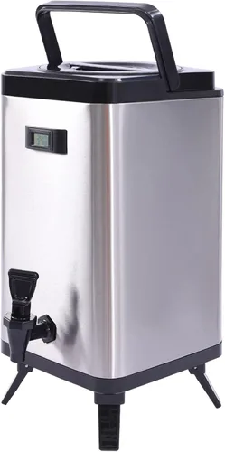 Vista 15 de Dispensador de bebidas aislado, dispensador de bebidas calientes de acero inoxidable de 2.11 galones con termómetro, dispensador de bebidas frías