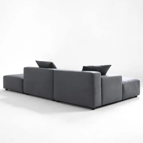 Vista 4 de Acanva Juego de sofá modular moderno de lujo en forma de L, sofá tapizado Gris oscuro