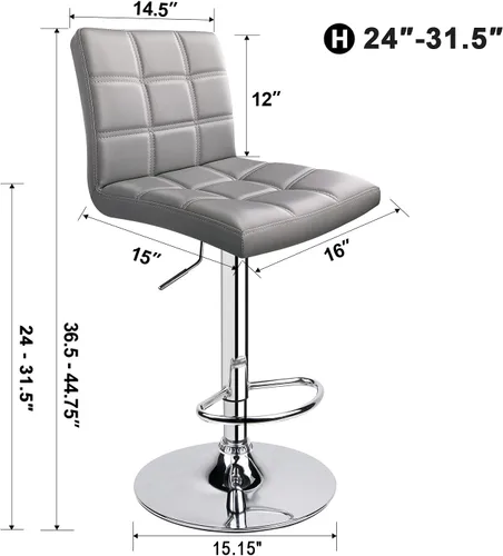 Vista 2 de Leopard - Taburetes de bar ajustables de piel sintética moderna con respaldo, juego de 3, taburetes giratorios de altura de mostrador, taburetes