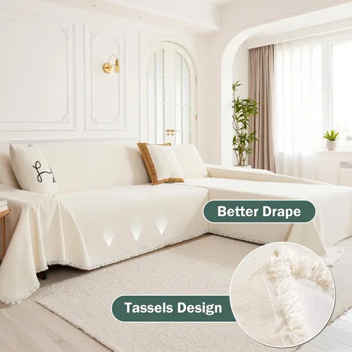 Vista 4 de MEETSKY Funda para sofá modular, lavable, 2 fundas de felpilla para sofá de 2 cojines en forma de L, protector de muebles multiusos para mascotas