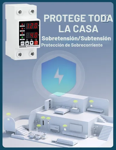 Vista 6 de DIHOOL Protector de voltaje ajustable 110V 220V, corte de bajo/alto voltaje y protección contra sobrecorriente, subvoltaje 70-200V, sobretensión