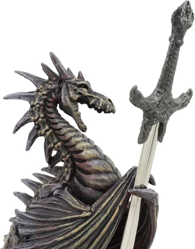 Vista 6 de Ebros Necromancy Litche Blade Ruth Thompson - Estatua de dragón con hoja abrecartas de dragón de 10 pulgadas de alto, colección de la serie