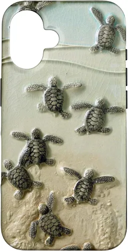 Vista 32 de Funda para iPhone 17, diseño de tortugas marinas color verde bebé