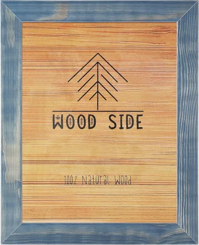 Vista 12 de Marco de fotos de madera rústica de 11 x 14 – 100% madera maciza natural ecológica envejecida para montaje en pared, color azul